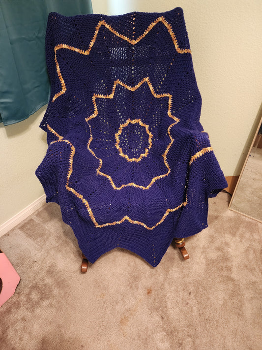 Handmade Crochet Round Ripple Blanket
