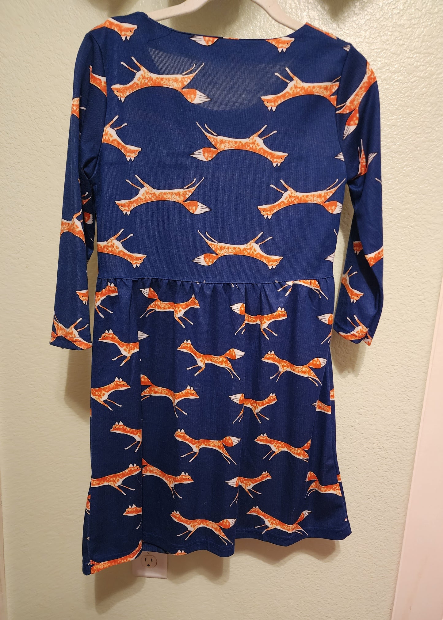3/4 Sleeve Fox Print Dress S/M