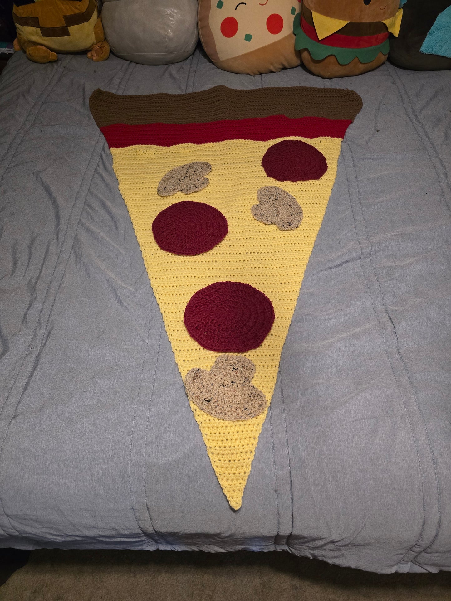 Crochet pizza slice lap throw